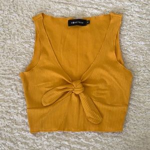 Honeybum Mustard Tie Front Tank Top